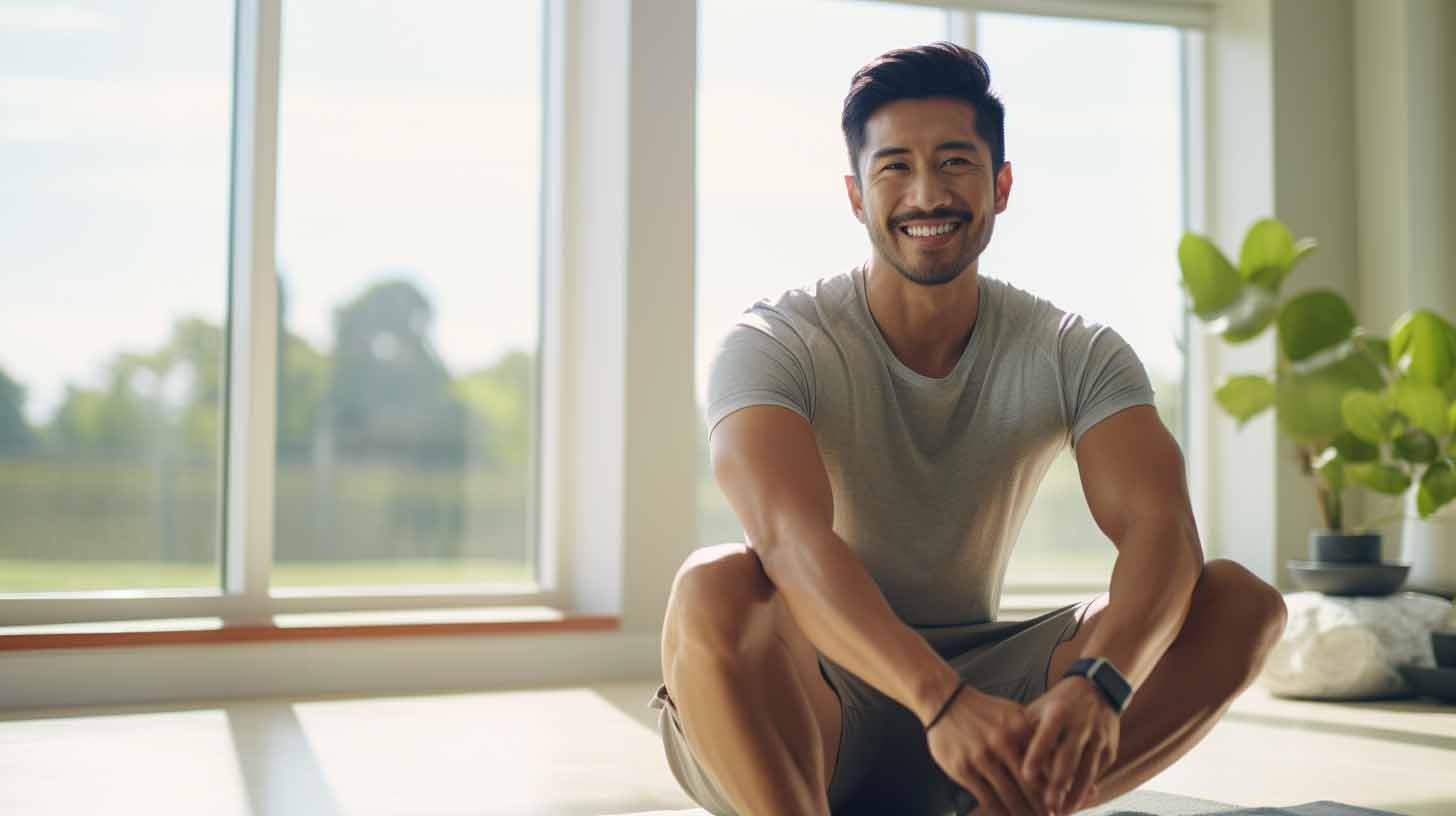 Handsome asian male using ActivLife exercise program